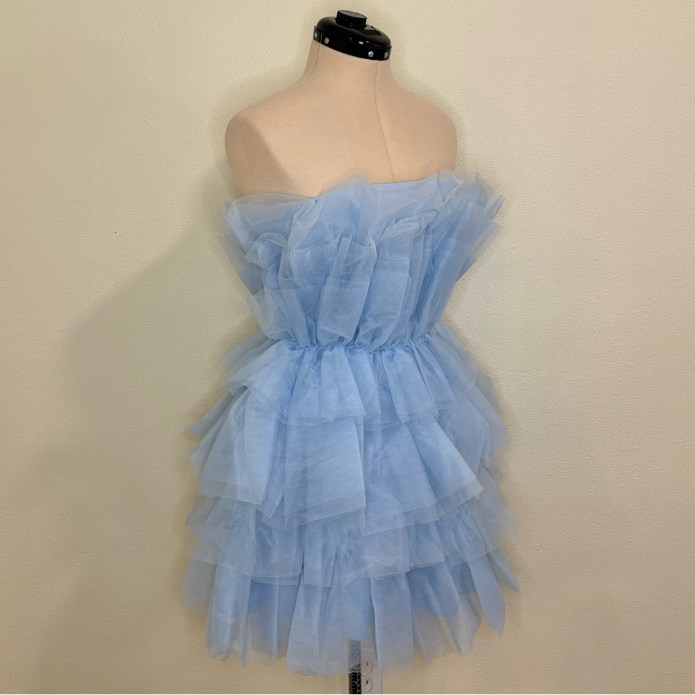 SOLD Francesca’s Suzie tulle tiered dress, light blue - Picture 2 of 16